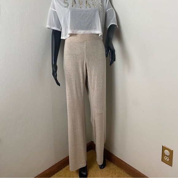 Zella Lotus Lounge Flare Leg Pants Beige Oatmeal Heather Sz XL - Picture 13 of 15